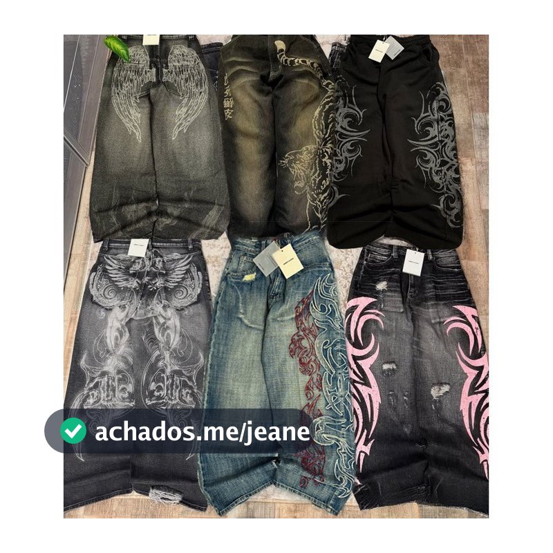 Calças Jeans Punk Y2K Oversized Unissex Moda Japonesa Retro Calças Largas Harajuku Hip-Hop Streetwear IOF5