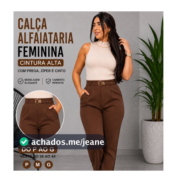 Calça Social Alfaiataria Feminina Zara Premium com Cinto | Cintura Alta, Elegante, Tendência Moda