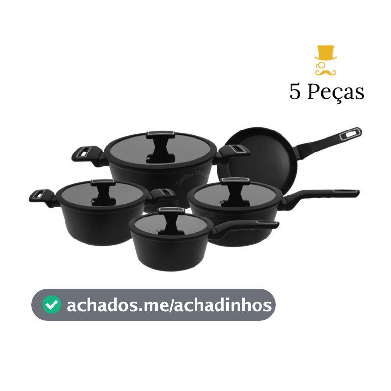 Jogo De Panelas 5 Peças Por Indução Com Revestimento Antiaderente Cerâmico Soft Touch - Premium