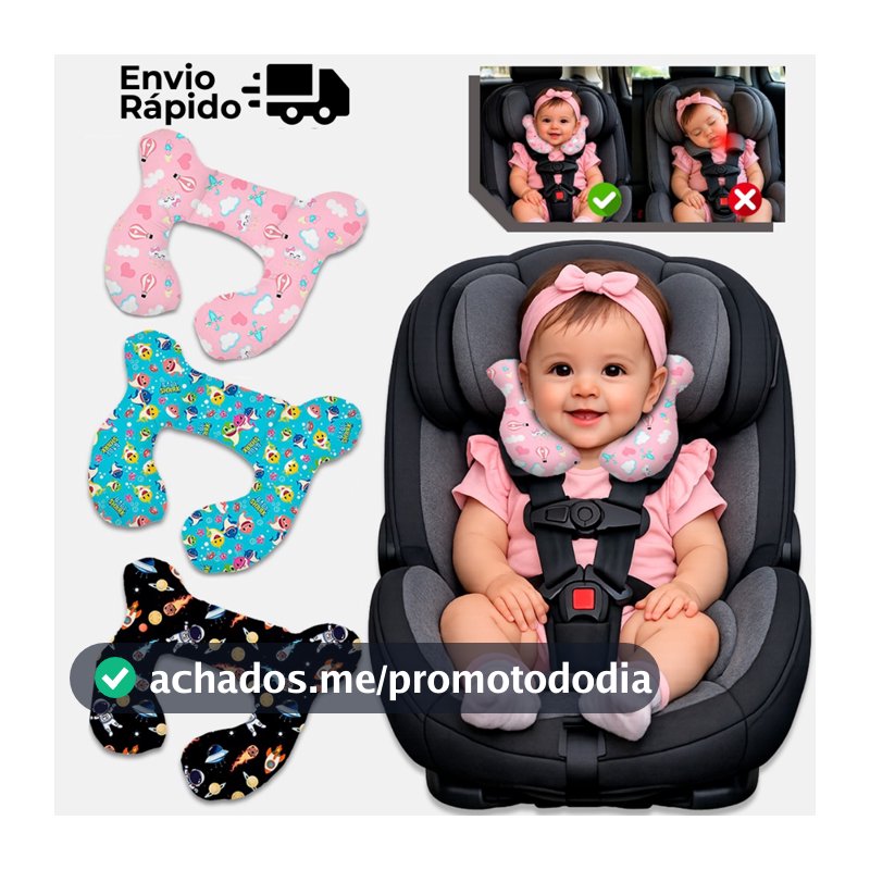 Almofada Para Pescoço Com Apoio Cabeça Bebe Cadeirinha