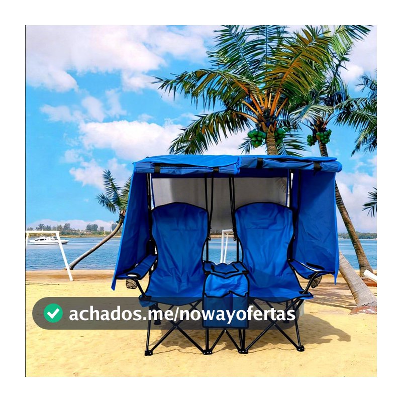 Tenda Cadeira Dupla Dobrável Com Cooler Camping Praia Viagem