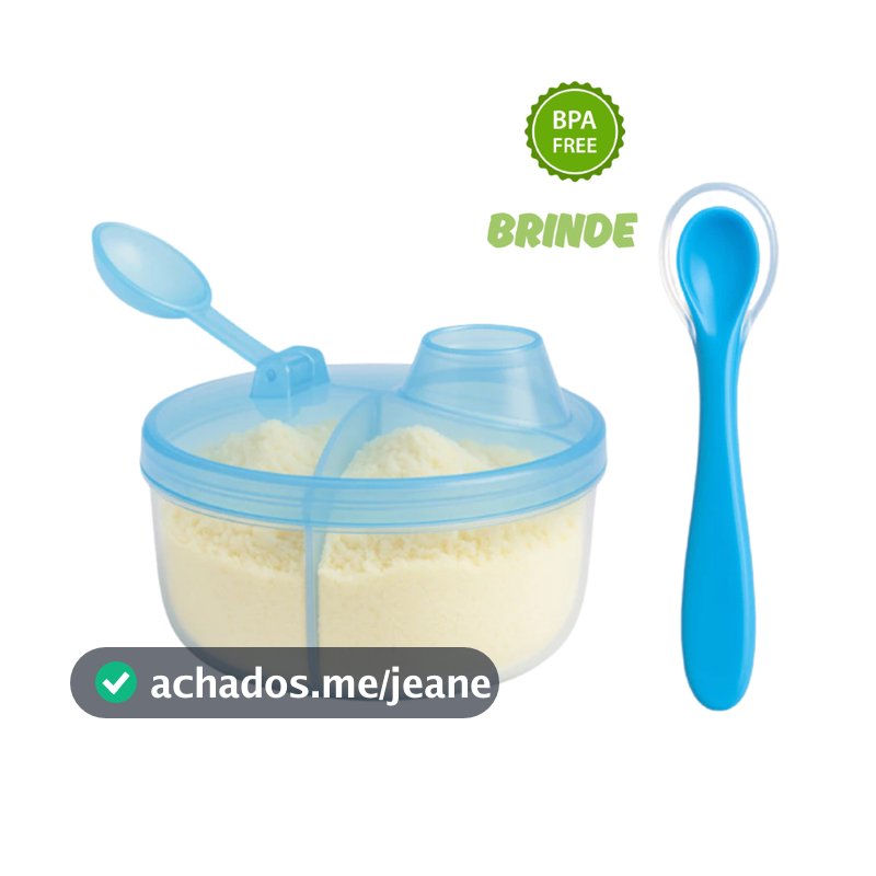 Porta Leite em Pó Para Bebê 3 Divisórias 150ml com dosador Livre Bpa - Porta Whey + Colher Silicone
