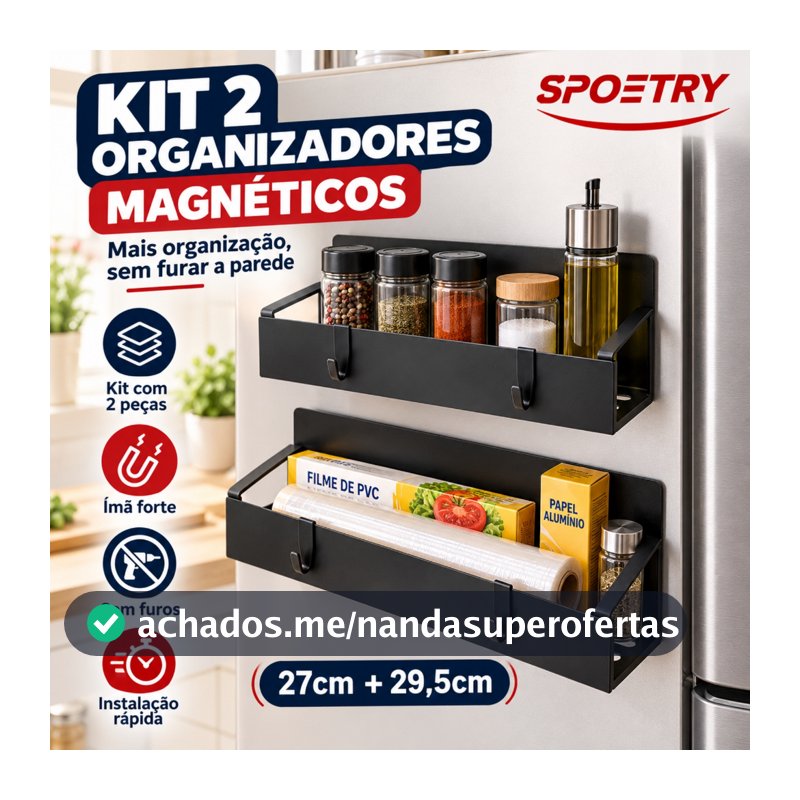 KIT2 Suporte Magnético Para Geladeira,Cozinha Organizador Magnético para Geladeira com Ímã Forte para Organização