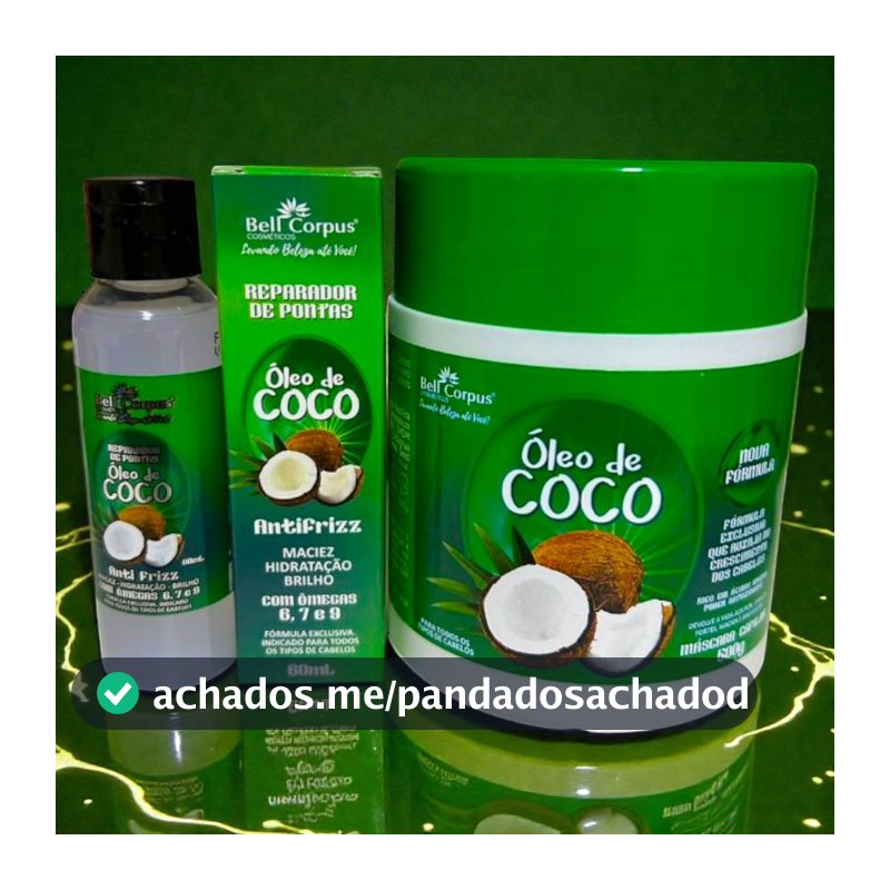 Kit Óleo de Coco Revitalização Capilar Óleo para Cabelo + Máscara de Hidratação Bell Corpus