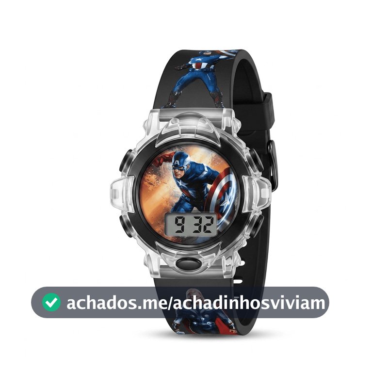Relógio Infantil Digital Musical Capitão América Marvel Menino Vingadores Super Herói Pulseira Macia Top