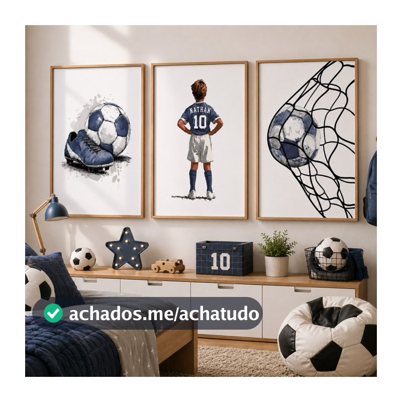 Quadros PERSONALIZADOS COM NOME - Envie no chat | Decorativo Infantil | Quarto Bebê Menino – Futebol No2