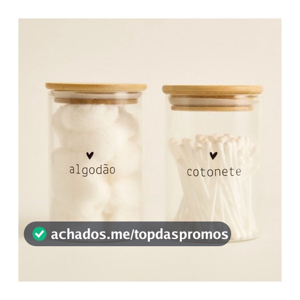 Kit Porta Cotonete e/ou Algodão ou Kit 2 Potes Organizador Vidro e Tampa Bambu