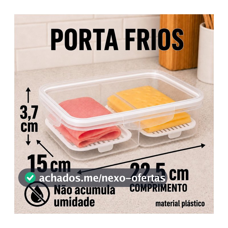 Porta Frios para Geladeira Hermético Branco Empilhável com Base Escorredora Removível