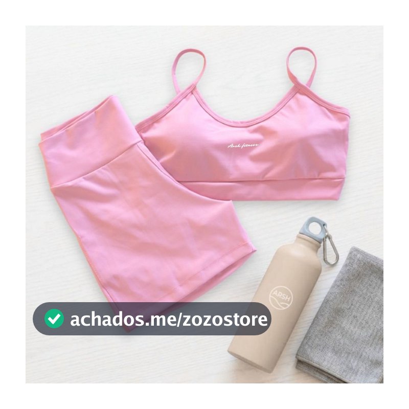 Conjunto Esportivo Fitness Feminino Top com Bojo e Shorts Conforto Sustentação Poliamida Academia Fitness