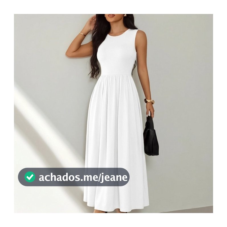 Vestido Feminino Longo Duna Sem Manga Moda Evangélica Elegante Casual
