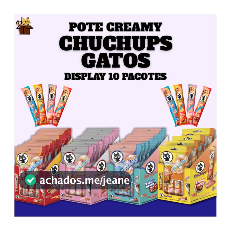ChuChups Patê Cream Petisco Para Gatos Snack Cremoso - Display 10 Pacotes com 4 Sachês de 15g Cada