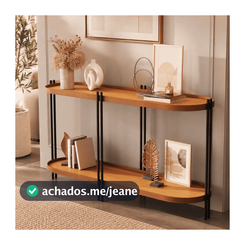 APARADOR PARA SALA MANHATTAN INDUSTRIAL 111CM COURO E PÉS DE FERRO DETALHE COURO SALA CORREDOR DECORAÇÃO