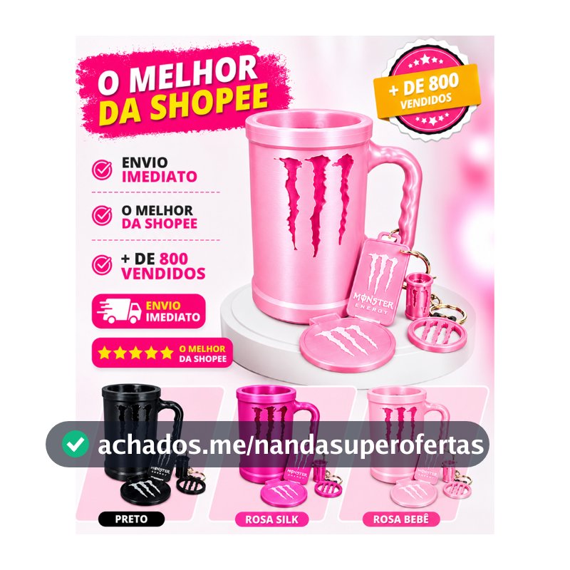 Porta Lata Monster 473 ml + abridor + tampa + Brindes Caneca Monster Energetico