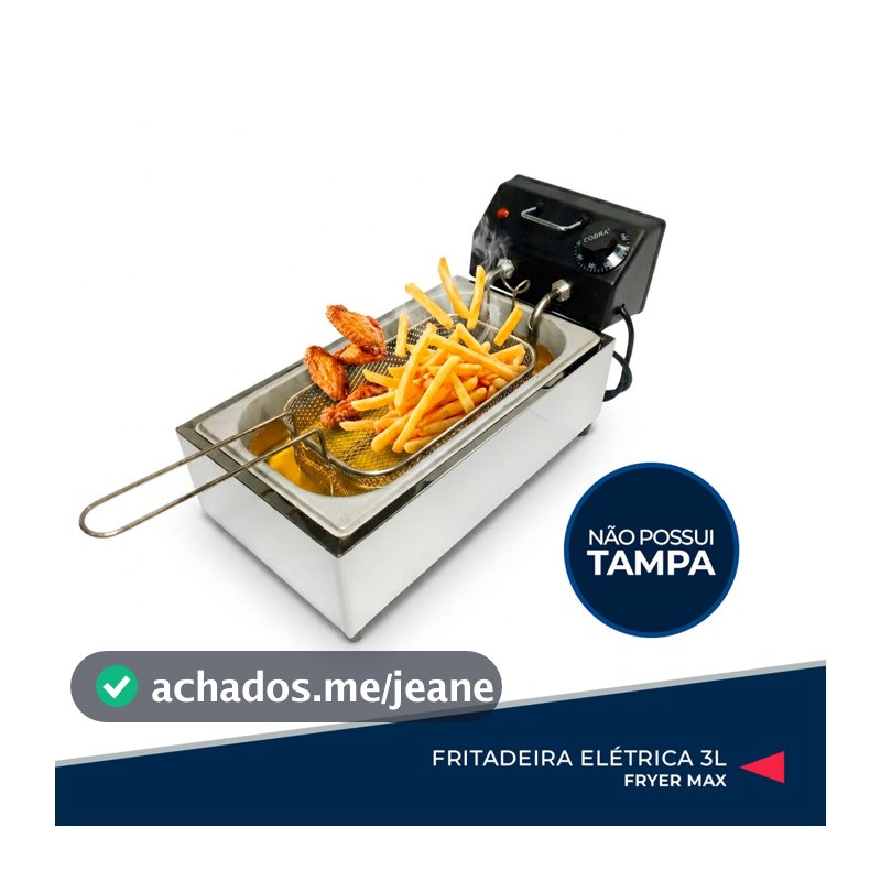 Fritadeira Elétrica 3L Inox Profissional 127/220 Com Cesto Fritura Fryer Max