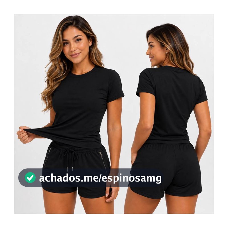 Conjunto Academia Feminino Dry Fit Short E Camiseta Fitness Elastano Luxo Verão