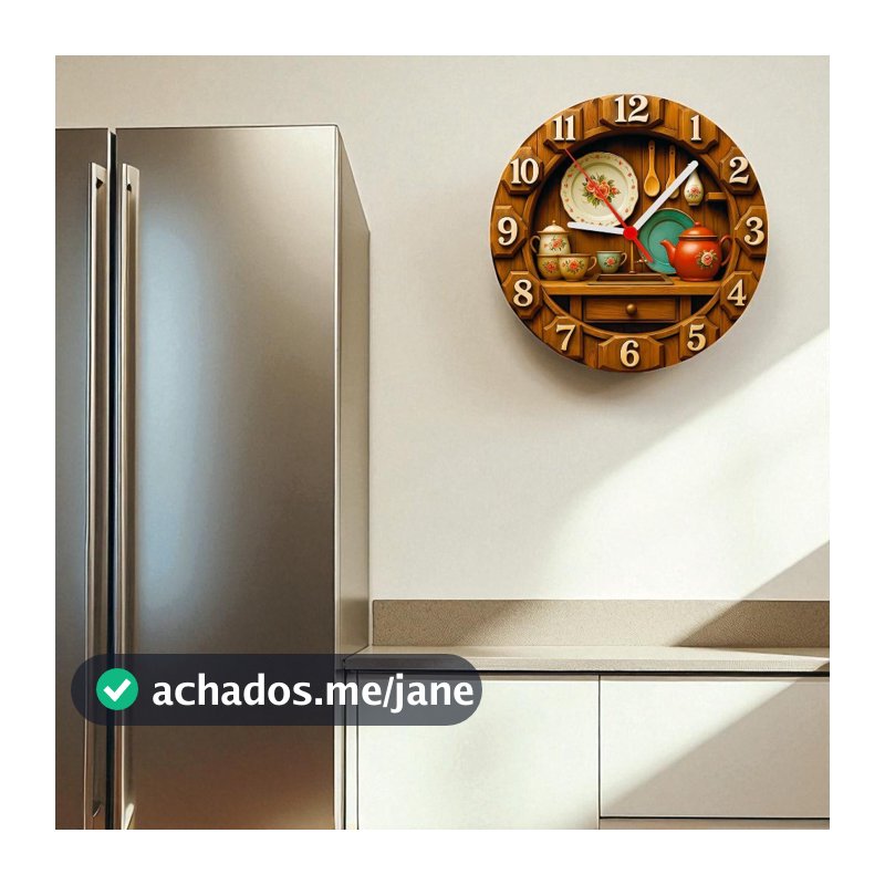 Relógio de Parede - Amadeirado Cozinha- 25x25x2cm( Não é relevo)