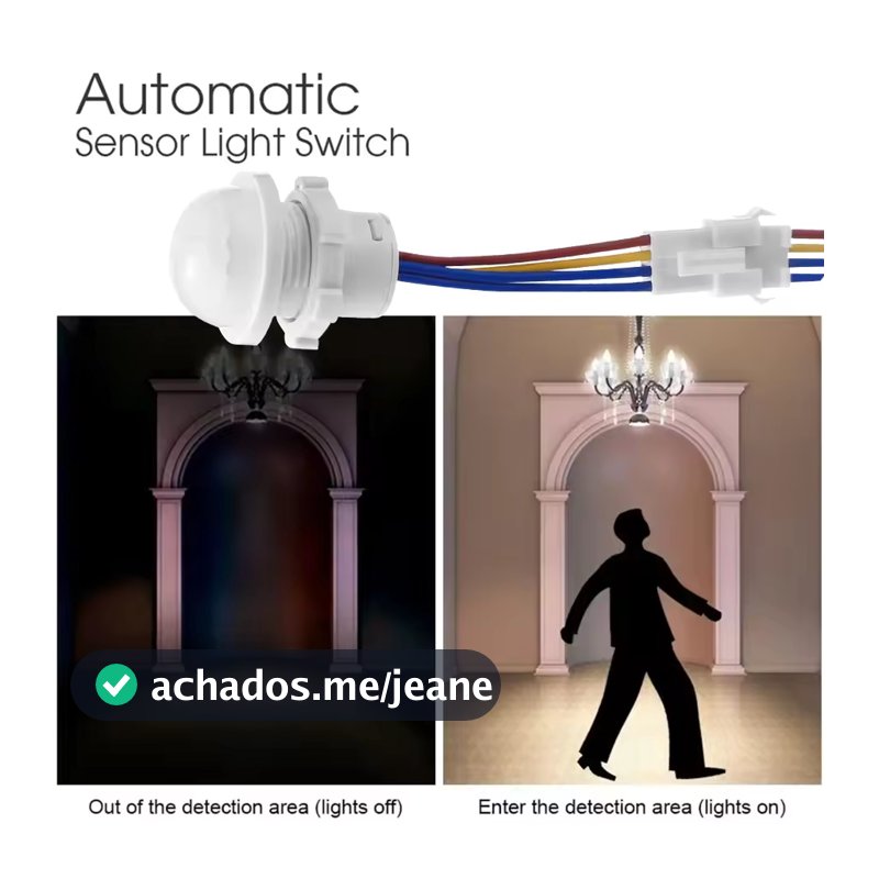 Sensor de Movimento Mini AC Axus 110V 220V - Sensor Infravermelho PIR, Interruptor Inteligente para Casa, Sensor de