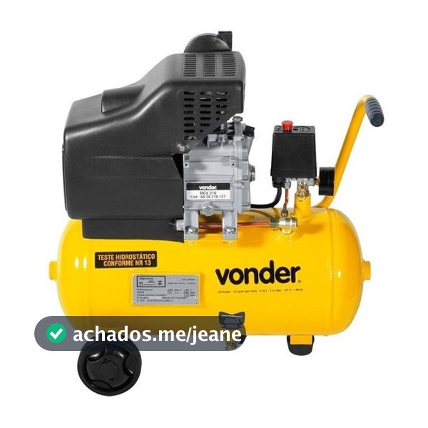 Motocompressor de Ar Compacto e Portátil 8,0 pcm 21,6 litros MCV216 Vonder