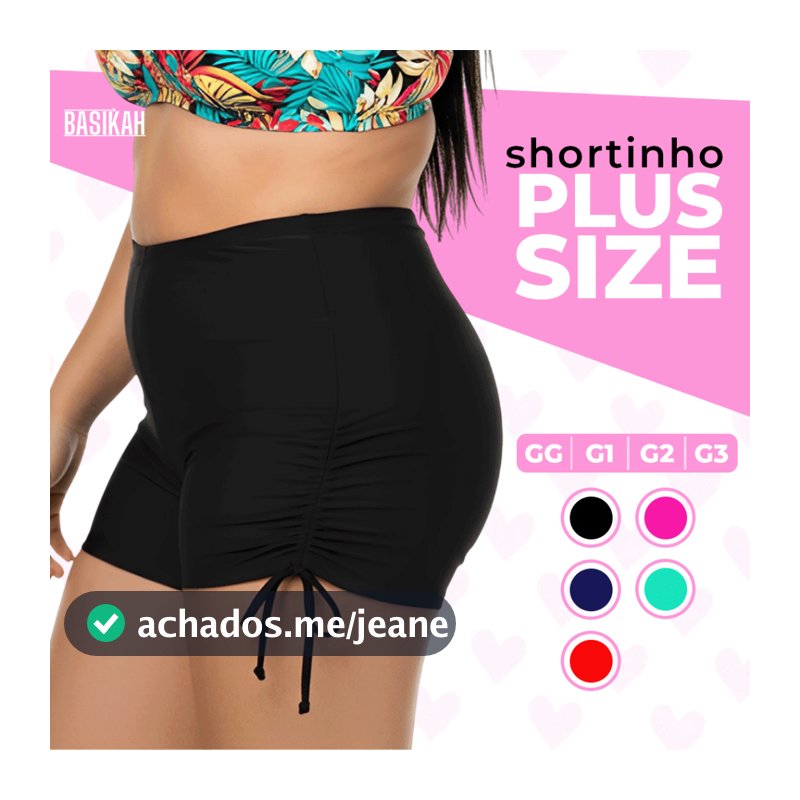 Biquíni Shorts Plus Size Sunquíni Cordinha Calcinha Plus Praia Shorts Cordinha Curve