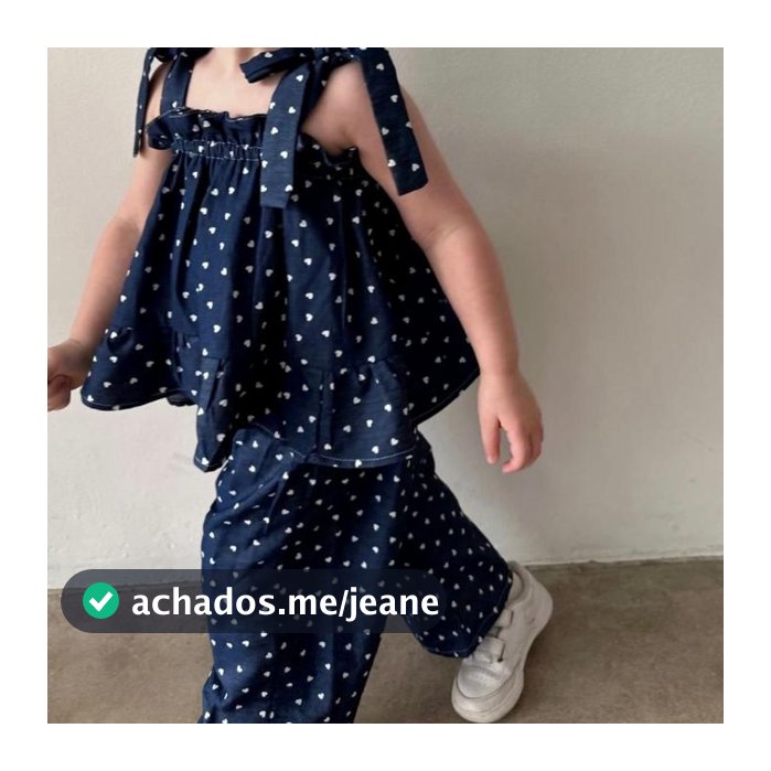 CONJUNTO INFANTIL MENINA FRANZIDO SOLTINHO E CALÇA COM TECIDO ROSA DE POÁ DE CORAÇÃO FASHION