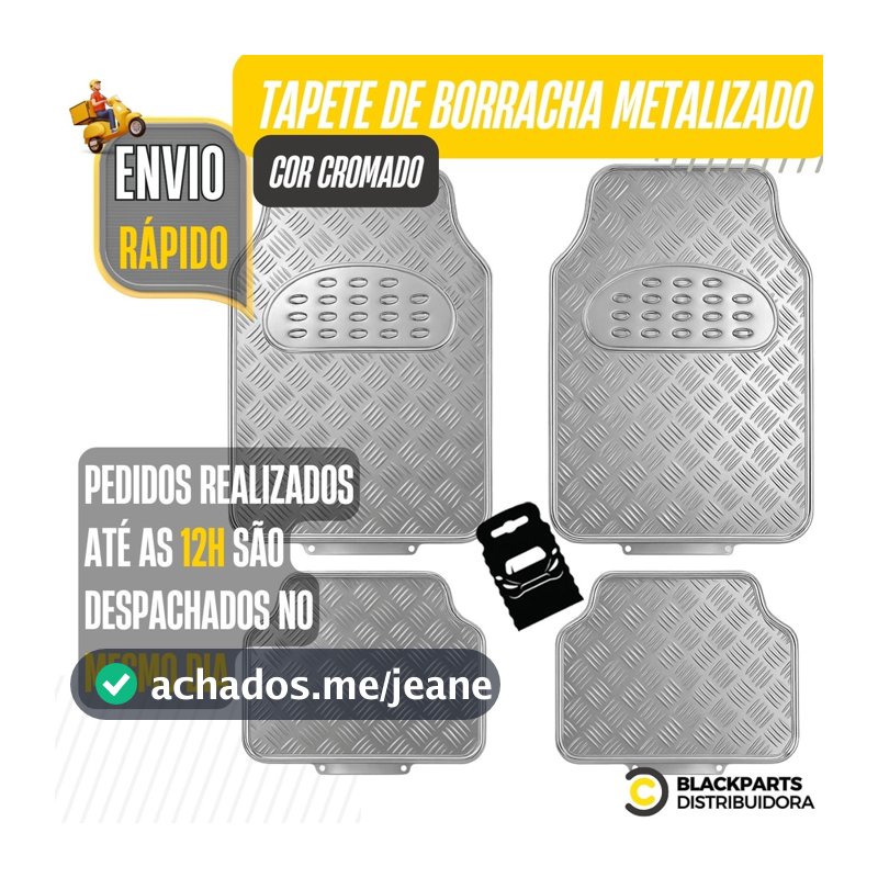 Kit Jogo Tapete Emborrachado Universal Metálico Carro Tuning Automotivo Cromad