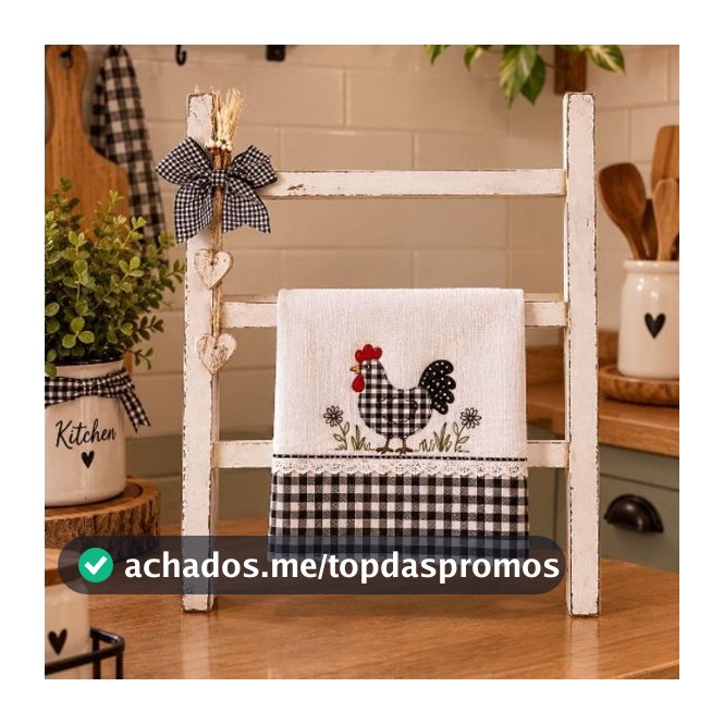 Escadinha decorativa para  pano de prato estilo Farmhouse.