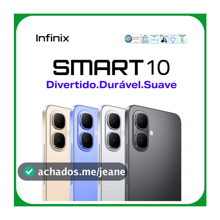 Smartphone Infinix Smart 10 4G X6725 Dual SIM de 64GB/128GB 3GB/4GB RAM de 6.67" 8+2MP 8MP