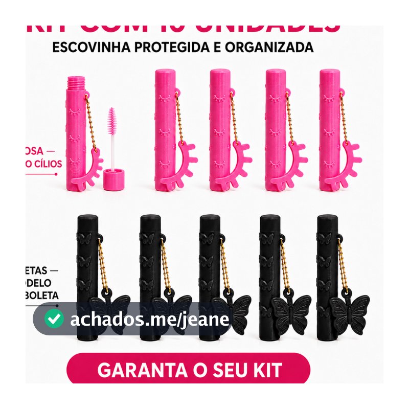 Kit 10 Porta Escovinha de Cílios com Chaveiro - Lembrancinha para Clientes Lash Designer