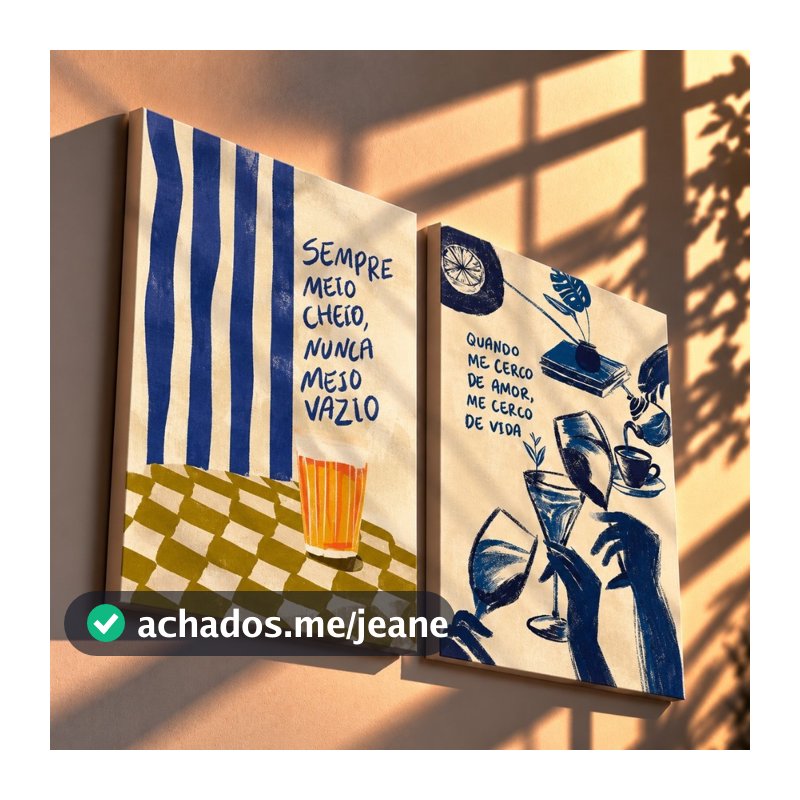 Quadros decorativos Frases Motivacionais Copo Cozinha Bar (2 peças)