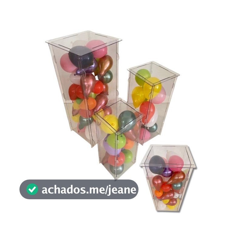 Quatro Cubos Acrílico PS Cristal 80 60 50 50 cm