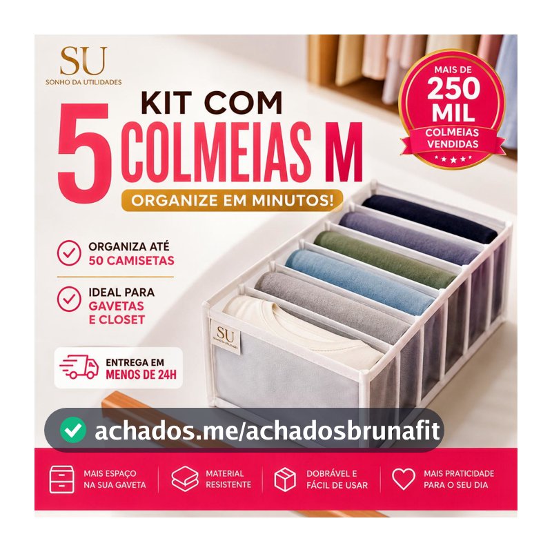 Kit 5 Colmeias Organizadoras M Gavetas, Closet, Organizador de Roupas SU SONHO DA UTILIDADES
