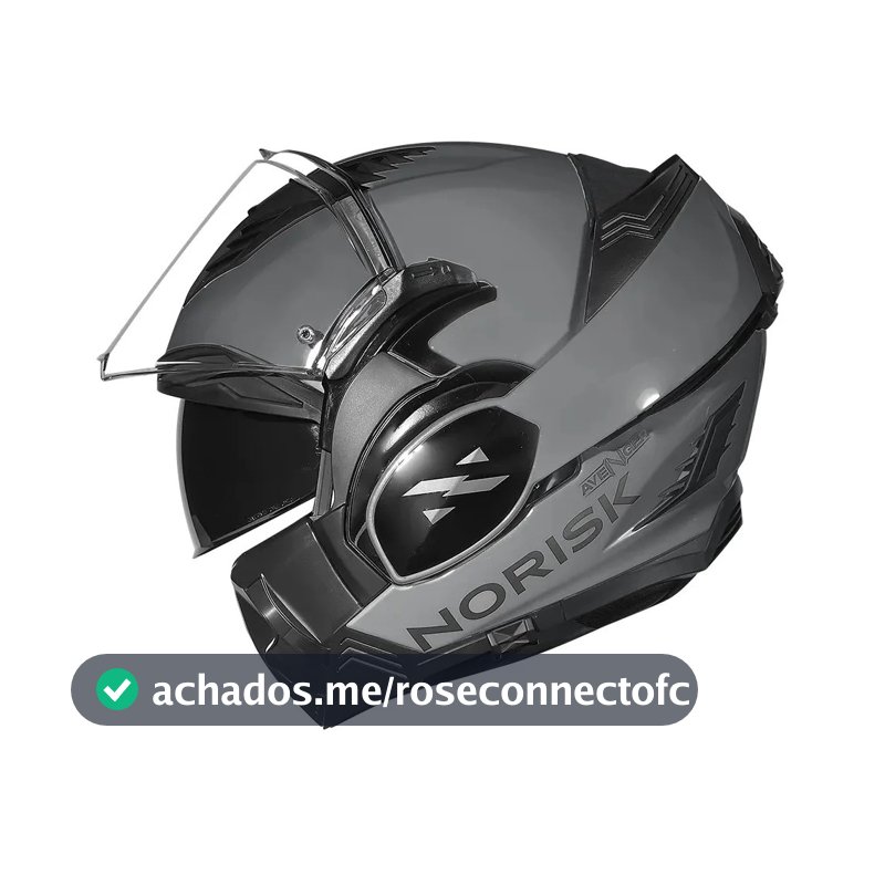 Capacete Norisk Avenger 180º Cinza Nardo Brilho Escamoteável Articulado Robocop