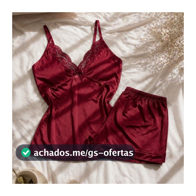 Pijama Baby Doll Sexy Short Doll Com Detalhes Em Renda Roupa de Dormir Feminino