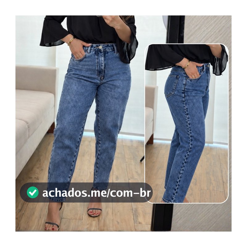 Calça MOM Jeans Feminina Cintura Alta 100% Algodão