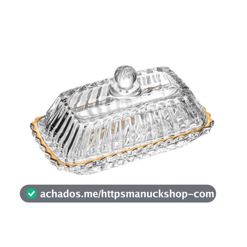 Manteigueira Imperatriz de Cristal com Fio de Ouro Wolff Manteigueira para Mesa Posta Café da Manha e Chá Qualidade Casa