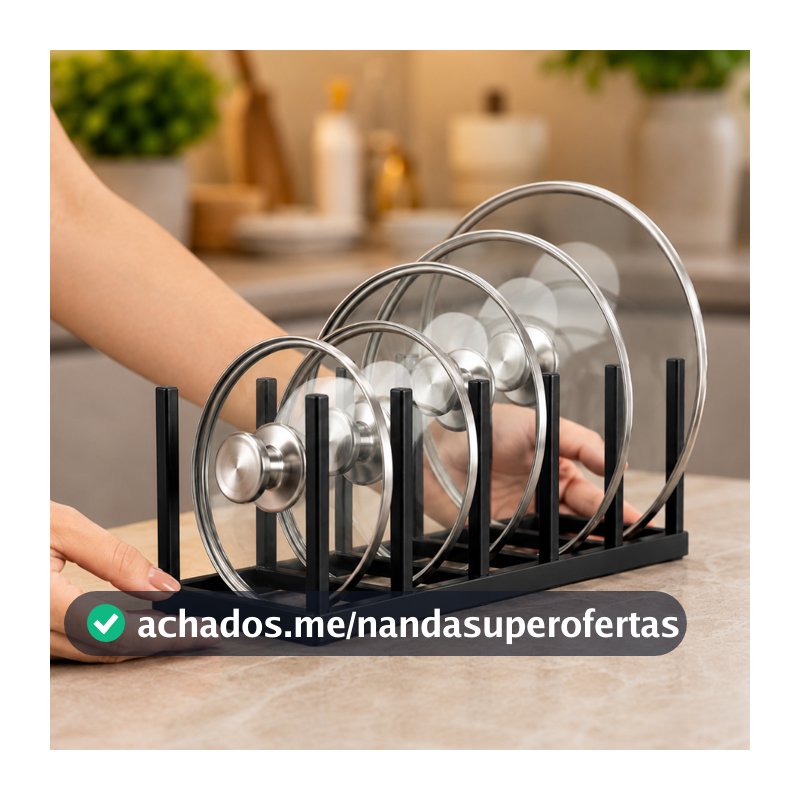 Suporte Organizador para Tampas de Panelas e Caçarolas Porta Tampas para Armário e Bancada de Cozinha