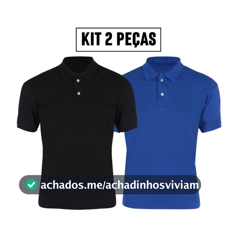 Kit 2 camisa polo masculina camiseta premium piquet poliester
