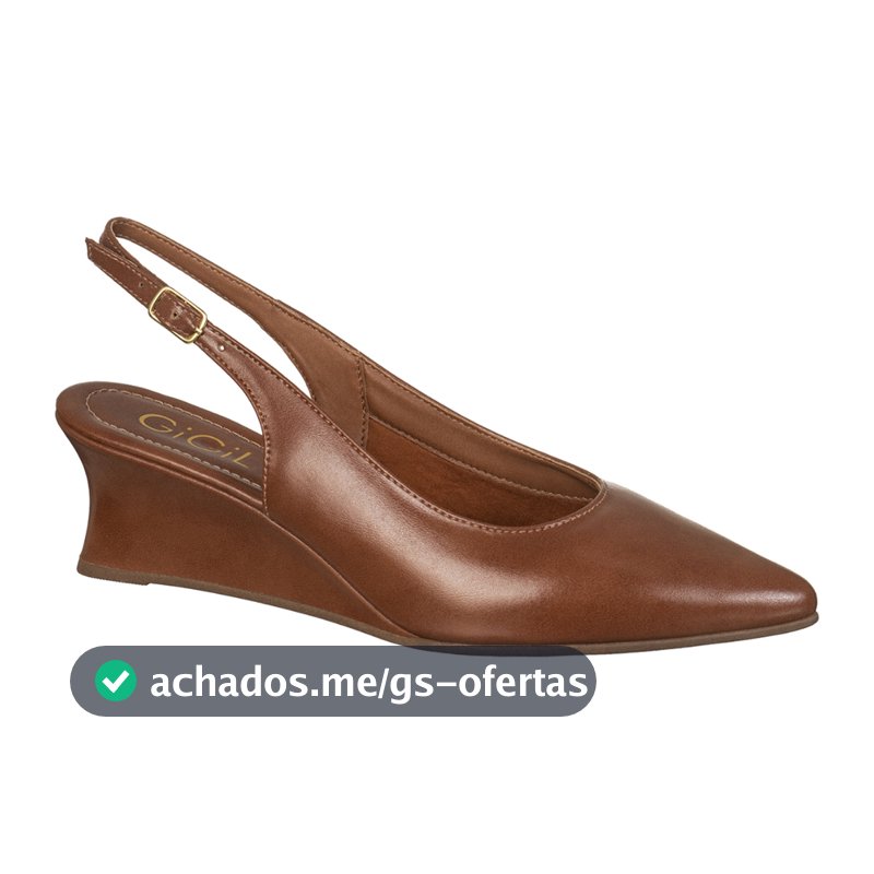 Scarpin Feminino Slingback Anabela Bico Fino Fivela Lateral Salto Cunha Baixo Elegante Loren GiGiL