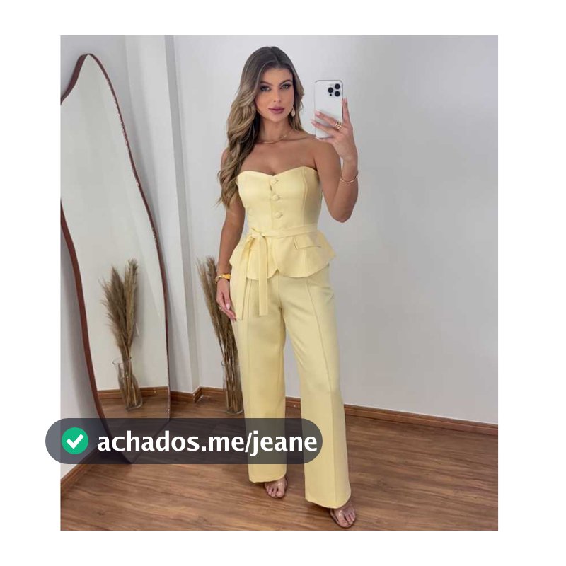 Conjunto Feminino Calça e Cropped Tomara Chique Casual Elegante Moderno Estiloso