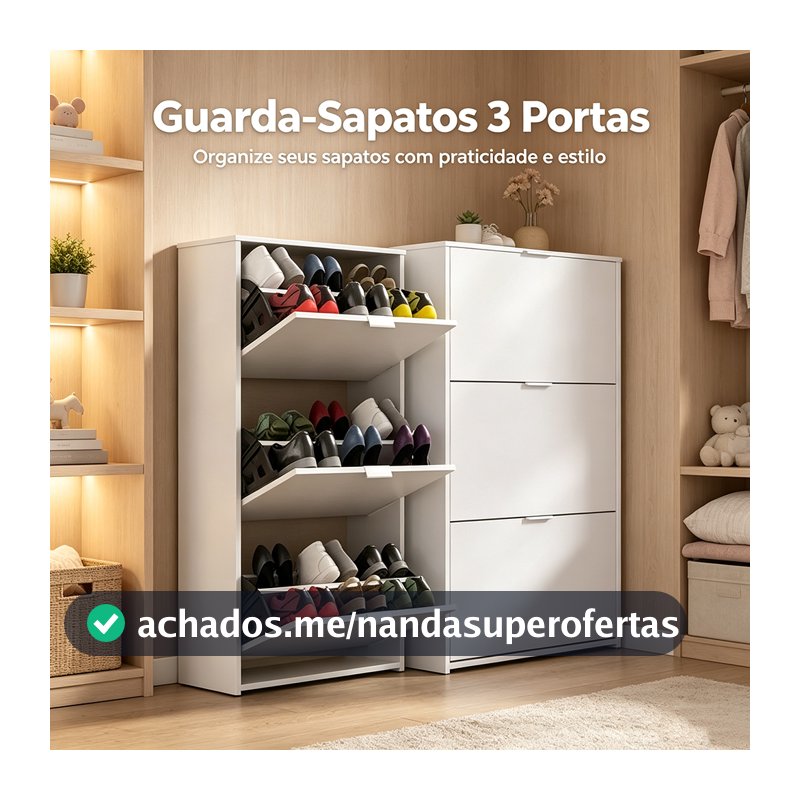 Sapateira Vertical Porta Sapatos Basculante Prateleira Interna Organizadora