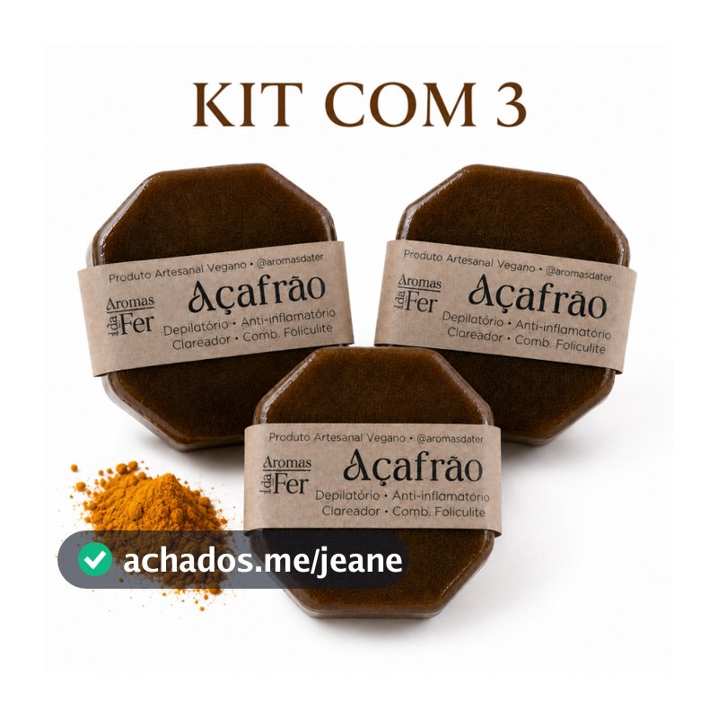 Kit Sabonete Facial de Açafrão Esfoliante Depilatório e Clareador Natural Artesanal Anti-Acne e Foliculite