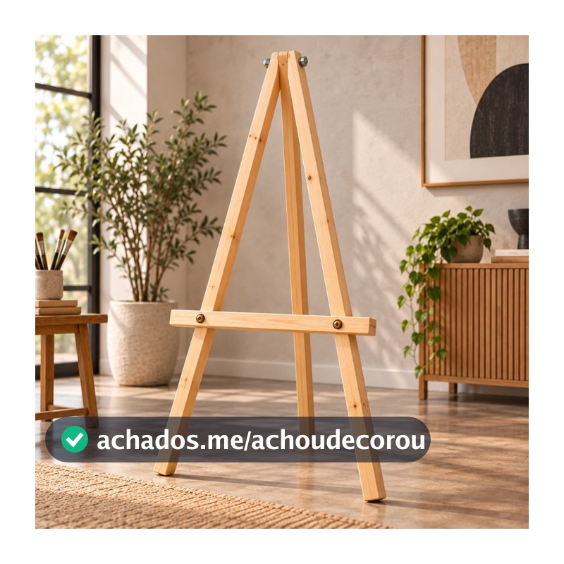 Cavalete Para Pintura Em Madeira Pinus Com Acabamento Natural E Montagem Simples Para Eventos