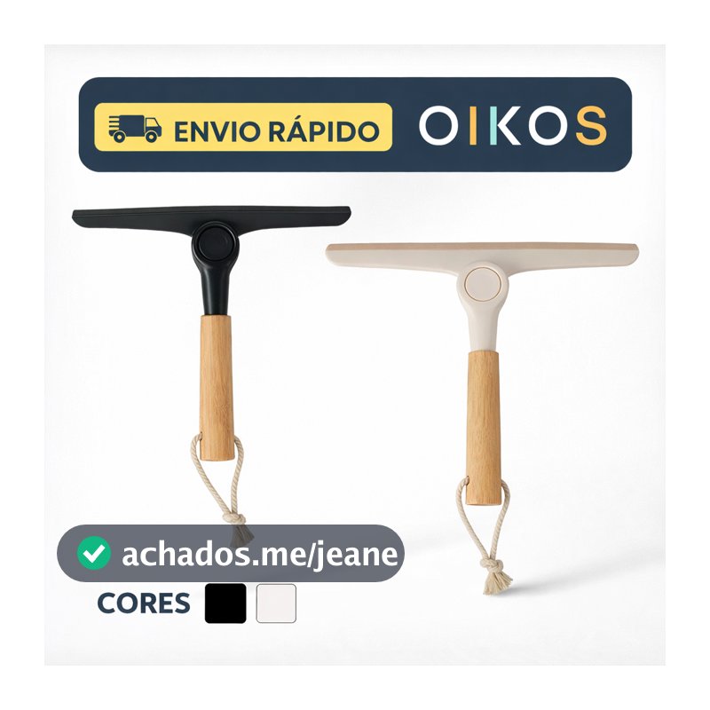 Rodo Compacto Dobrável com Cabo de Bambu Silicone para Pia Vidro e Superfícies OIKOS