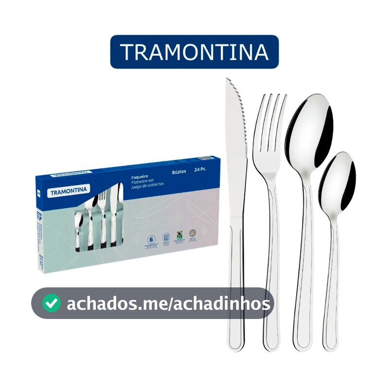 Faqueiro Tramontina Búzios em Aço Inox Jogo de Talheres 24 Peças