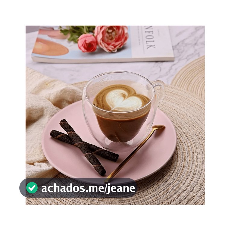 Xícara Café Cafezinho 80 ml Vidro Borisilicato Parede Dupla Coração - 02 Unidades