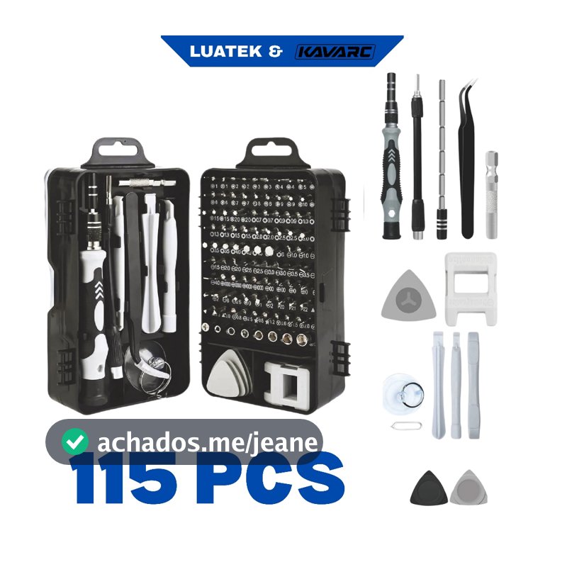 Chaves de Fenda Kit de Precisão com 115 Peças – para Manutenção de Celulares, Notebooks e Tablets