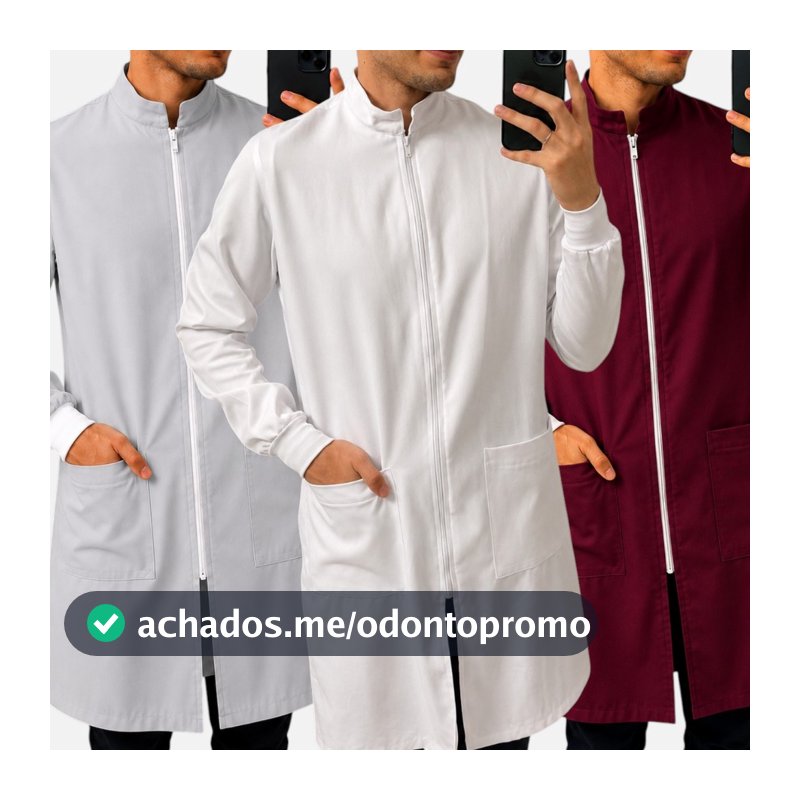 Jaleco Masculino Liso Várias Cores Crepe Barbie Gola Padre Manga Longa Enfermagem Odontologia