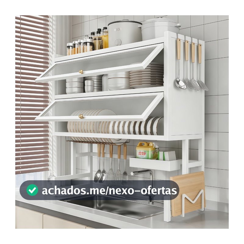 Escorredor De Louça Cozinha Suspensa Pia Rack Organizador Estante poeira porta armário 65/85/105cm