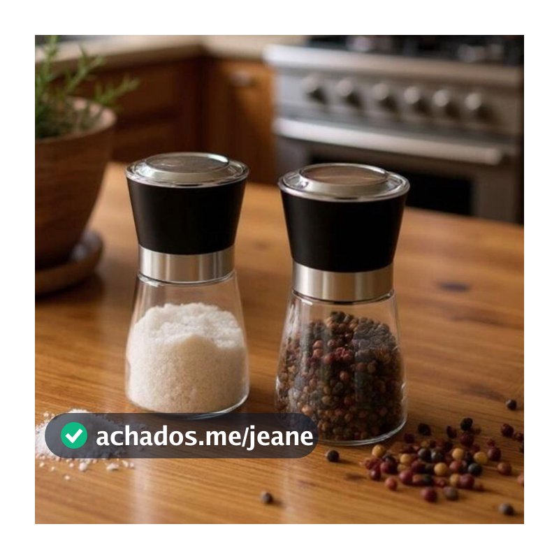 Kit 2  Moedor De Sal Pimenta e Especiarias Vidro Com Regulador Cor Sortida