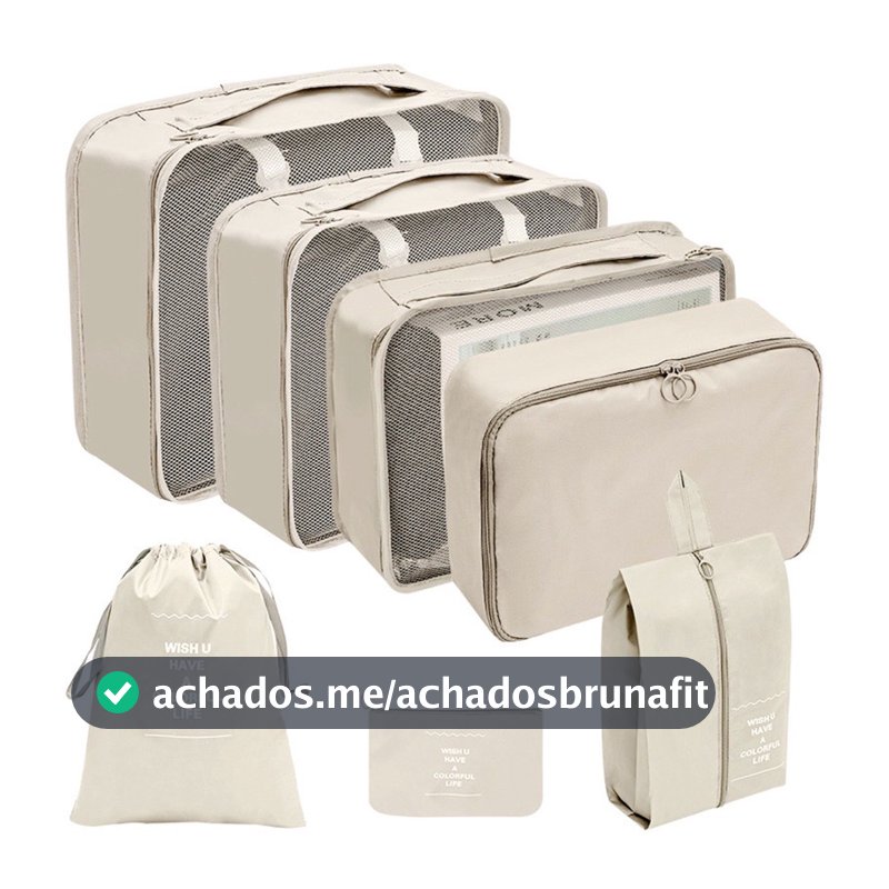 Kit 7 Pecas Bolsa Organizadoras Para Mala Roupas Bagagem Viagem